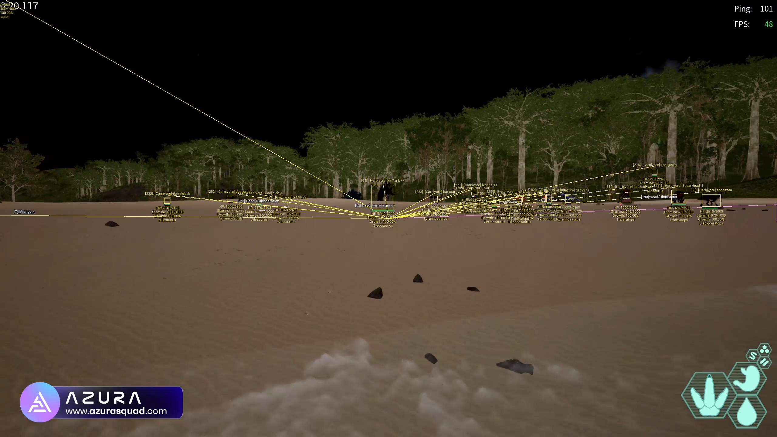 The Isle Cheats with Wallhacks, ESP, Infinite Stamina and Fullbright Mode in-game screenshot