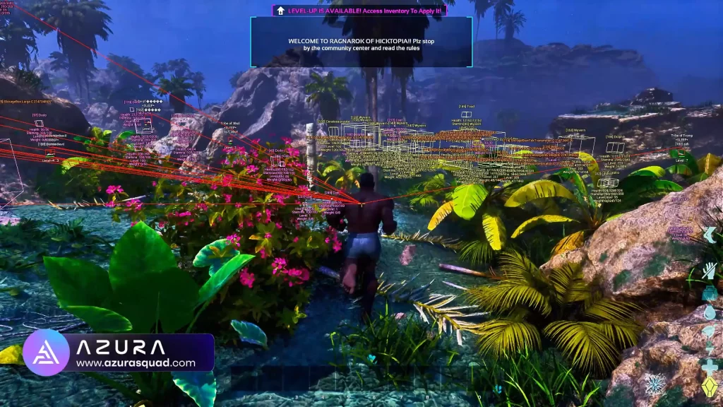 Example of our ARK Survival Ascended Cheat featurung ESP, Wallhack, Loot ESP, Unlocker and Misc Features
