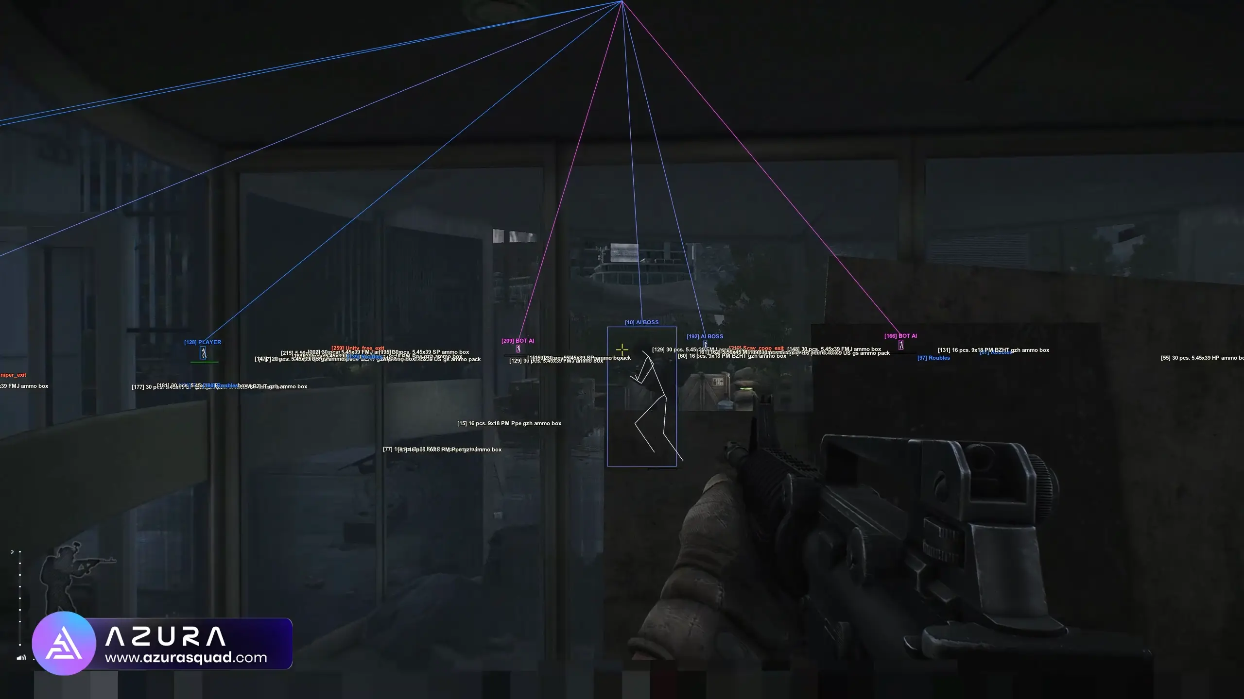 Screenshot of our Escape From Tarkov Hacks with ESP and Loot filter enabled