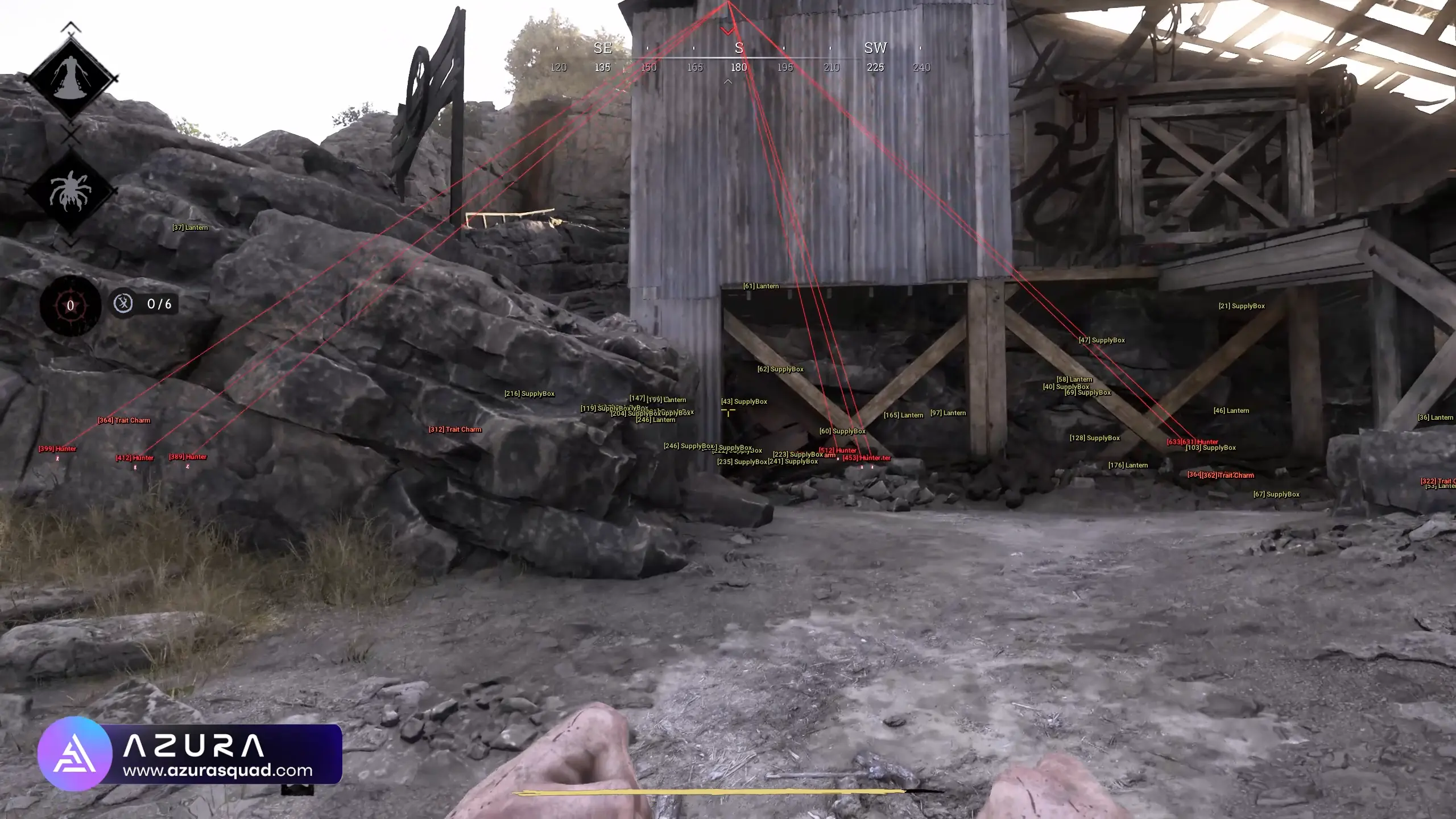 in-game screenshot showing our Hunt Showdown Hacks with Loot, Player ESP and Wallhacks enabled