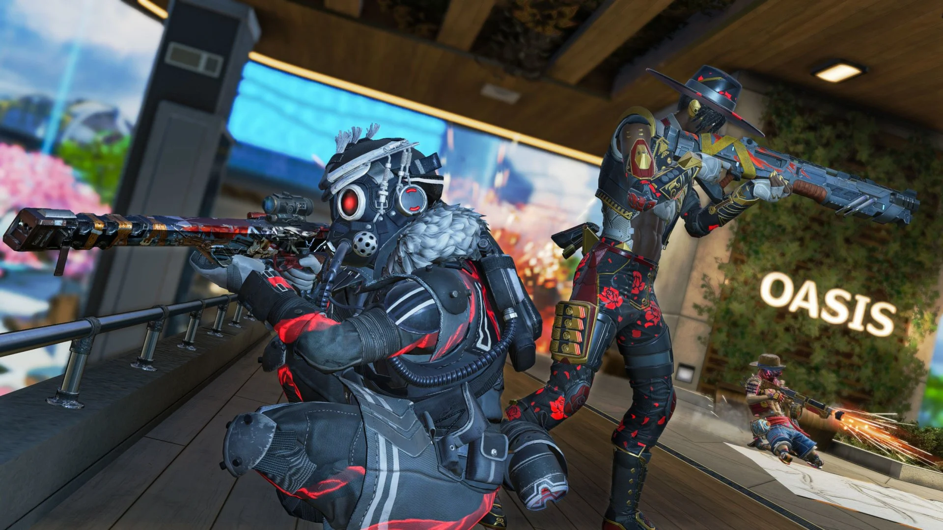 Apex Legends cheat features including Player ESP with shield bars, detailed loot filtering by level, bullet drop prediction, customizable radar, and recoil control system